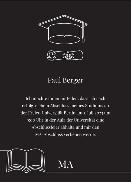 Abschluss Einladungskarten - Schablone ID 18007