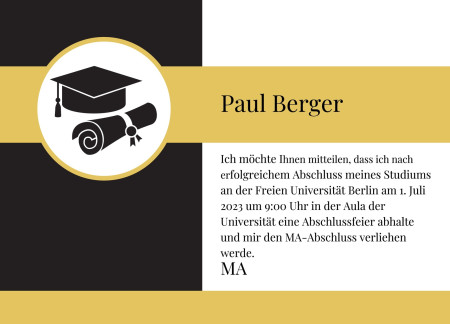 Abschluss Einladungskarten - Schablone ID 18010