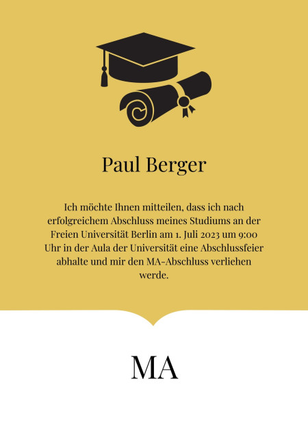 Abschluss Einladungskarten - Schablone ID 18014