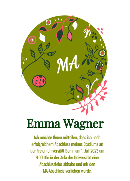 Abschluss Einladungskarten - Schablone ID 18019