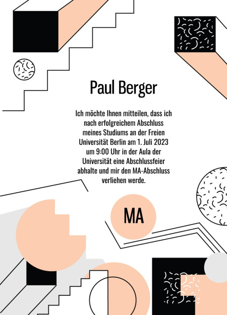 Abschluss Einladungskarten - Schablone ID 18026