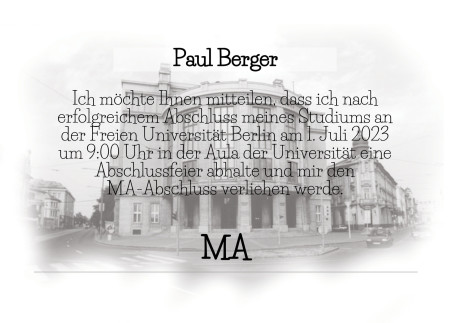 Abschluss Einladungskarten - Schablone ID 18037