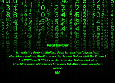 Abschluss Einladungskarten - Schablone ID 18042