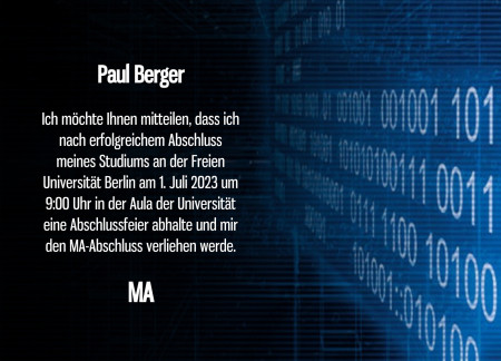 Abschluss Einladungskarten - Schablone ID 18043