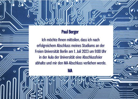 Abschluss Einladungskarten - Schablone ID 18044