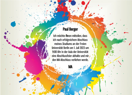 Abschluss Einladungskarten - Schablone ID 18064