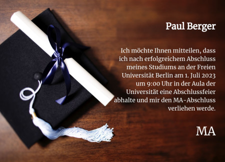 Abschluss Einladungskarten - Schablone ID 18068