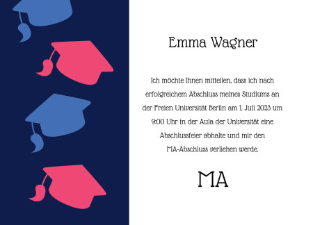 Abschluss Einladungskarten - Schablone ID 18071