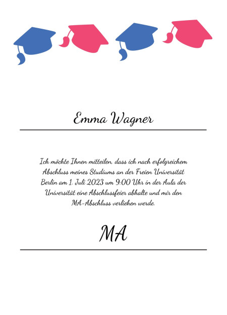 Abschluss Einladungskarten - Schablone ID 18075