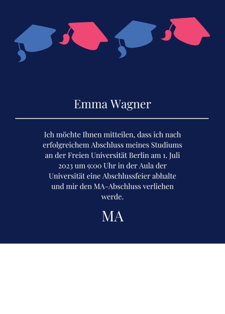 Abschluss Einladungskarten - Schablone ID 18076