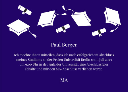 Abschluss Einladungskarten - Schablone ID 18077