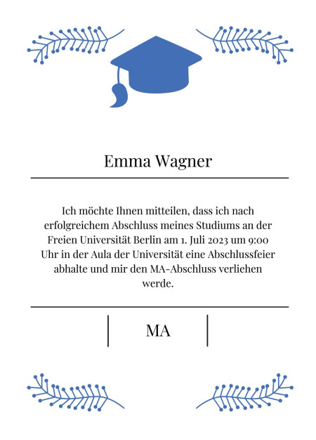 Abschluss Einladungskarten - Schablone ID 18078