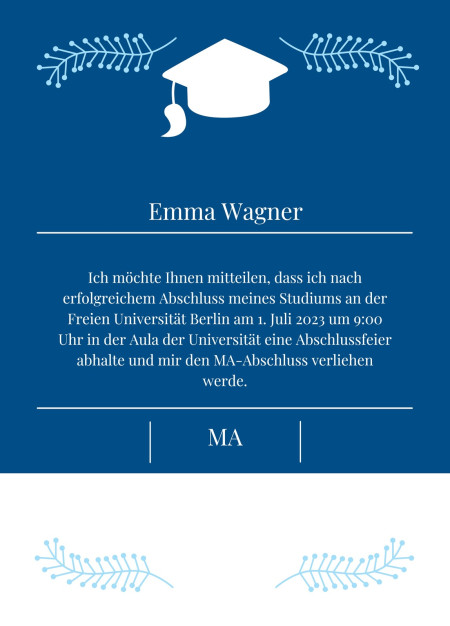 Abschluss Einladungskarten - Schablone ID 18079