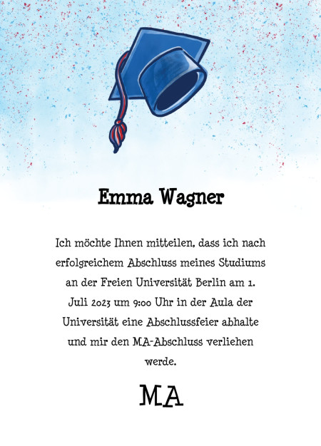 Abschluss Einladungskarten - Schablone ID 18080