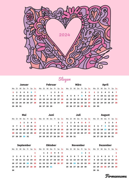 Jahreskalender - Schablone ID 18337