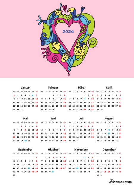 Jahreskalender - Schablone ID 18342