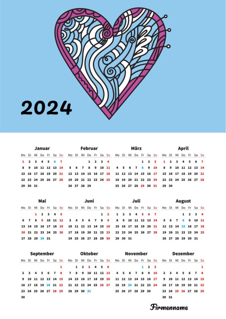 Jahreskalender - Schablone ID 18360